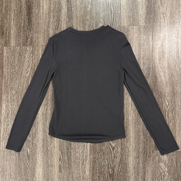 EUC Zara Charcoal Long Sleeve Crewneck Knit Top Sz Large Fitted Minimal Layering - Picture 16 of 16